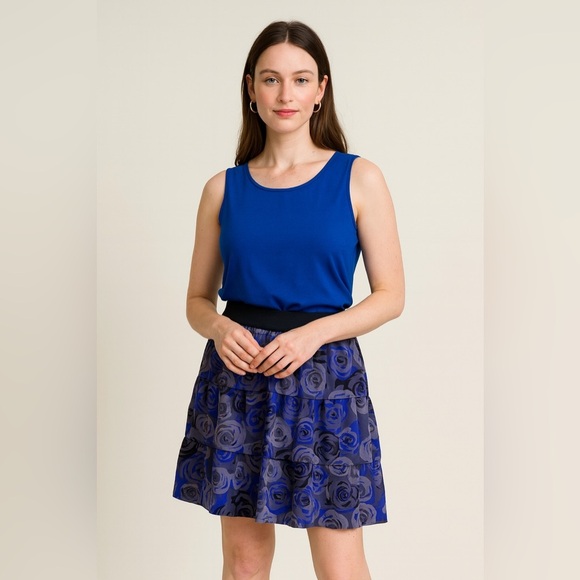 Banana Republic Floral Mini Skirt in Blue and Gray - Picture 1 of 5